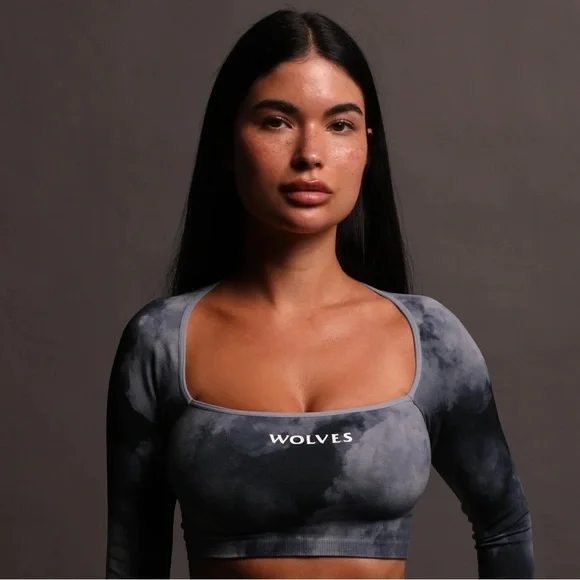 ๐บ Darc Sport Everson Seamless Darc Blue ghost cloud long sleeve crop top SHE M - Picture 3 of 11
